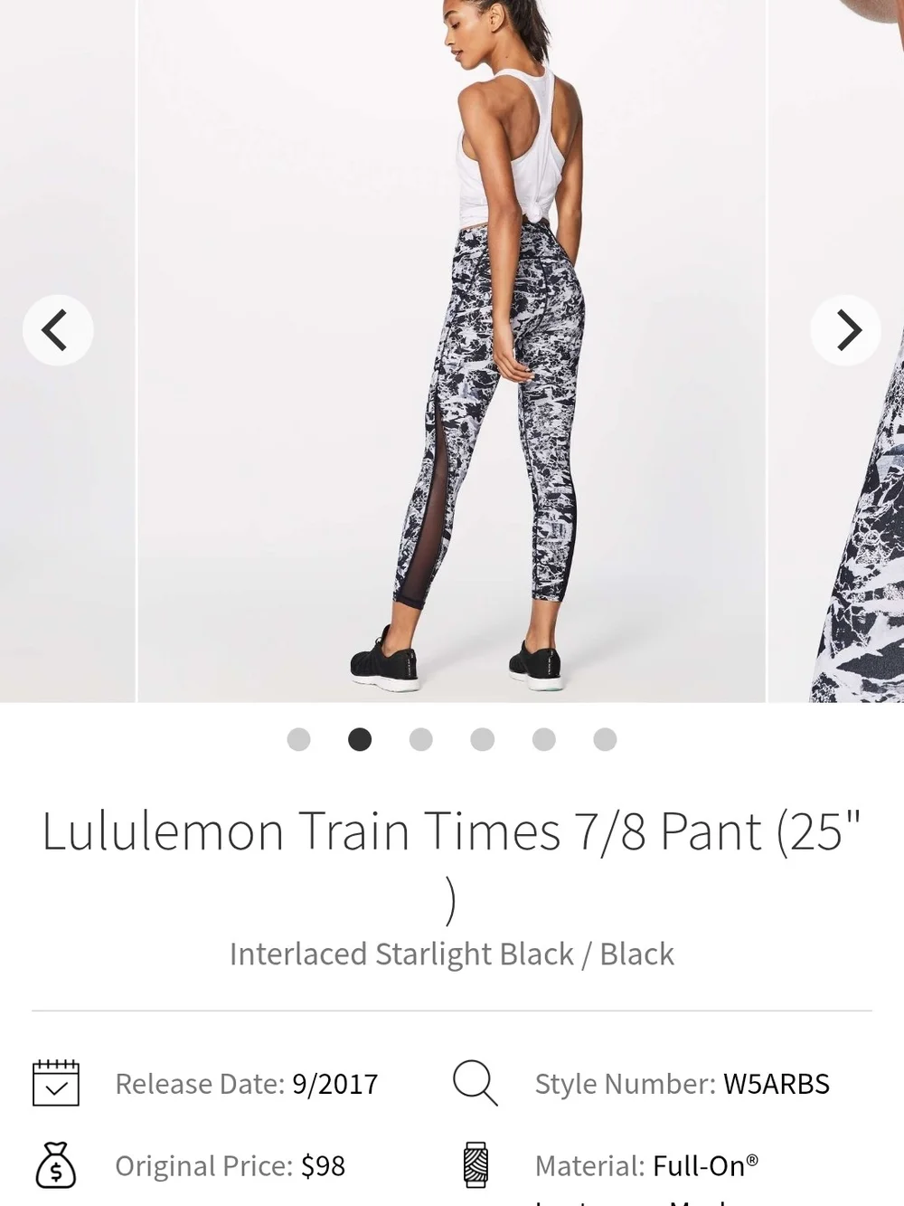 lululemon💎 athletica Black & White Marble Mesh-Panel Leggings